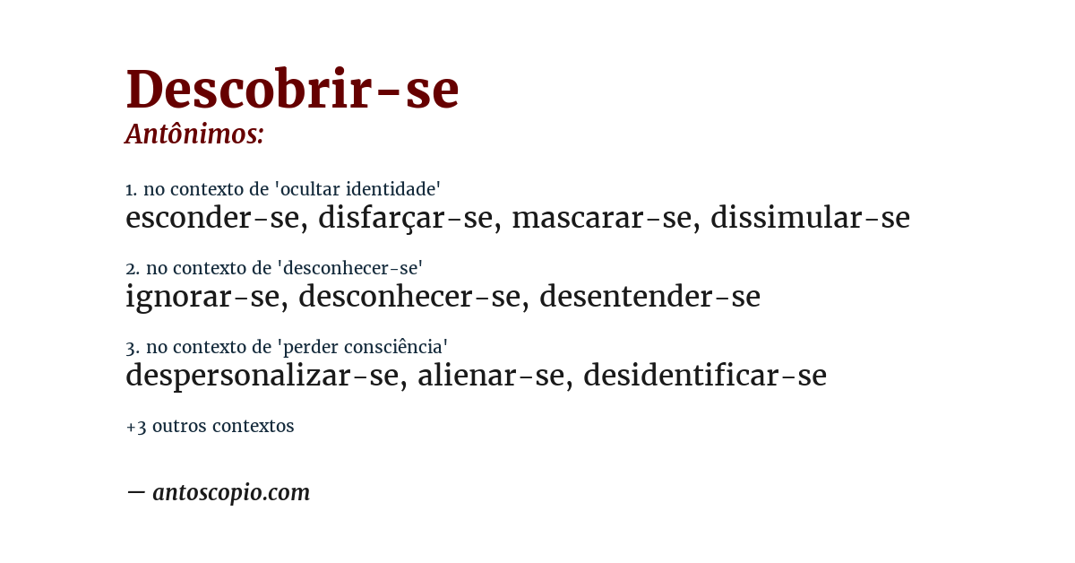 Antônimo de descobrir-se