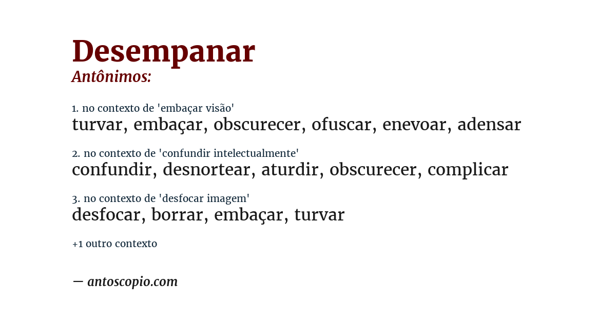 Antônimo de desempanar