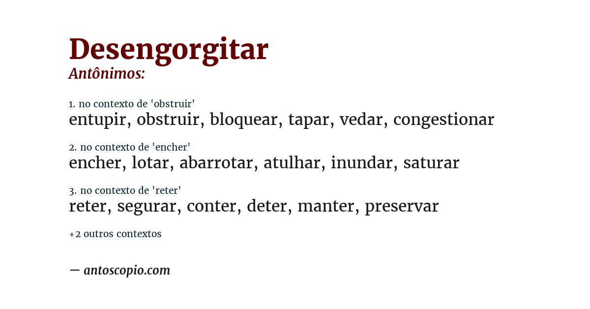 Antônimo de desengorgitar