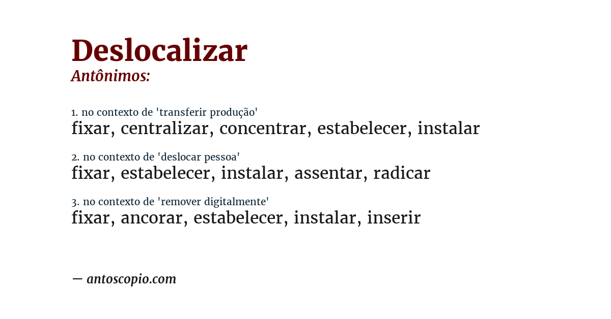 Antônimo de deslocalizar