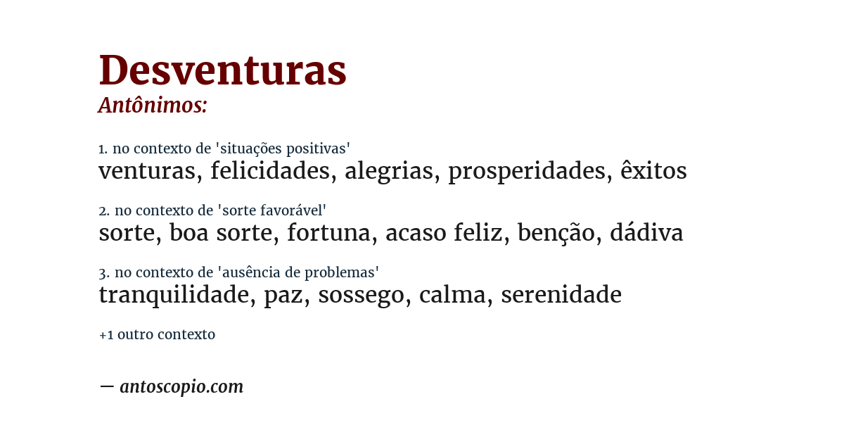 Antônimo de desventuras