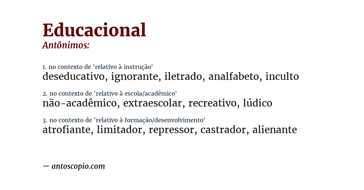 Antônimo de educacional