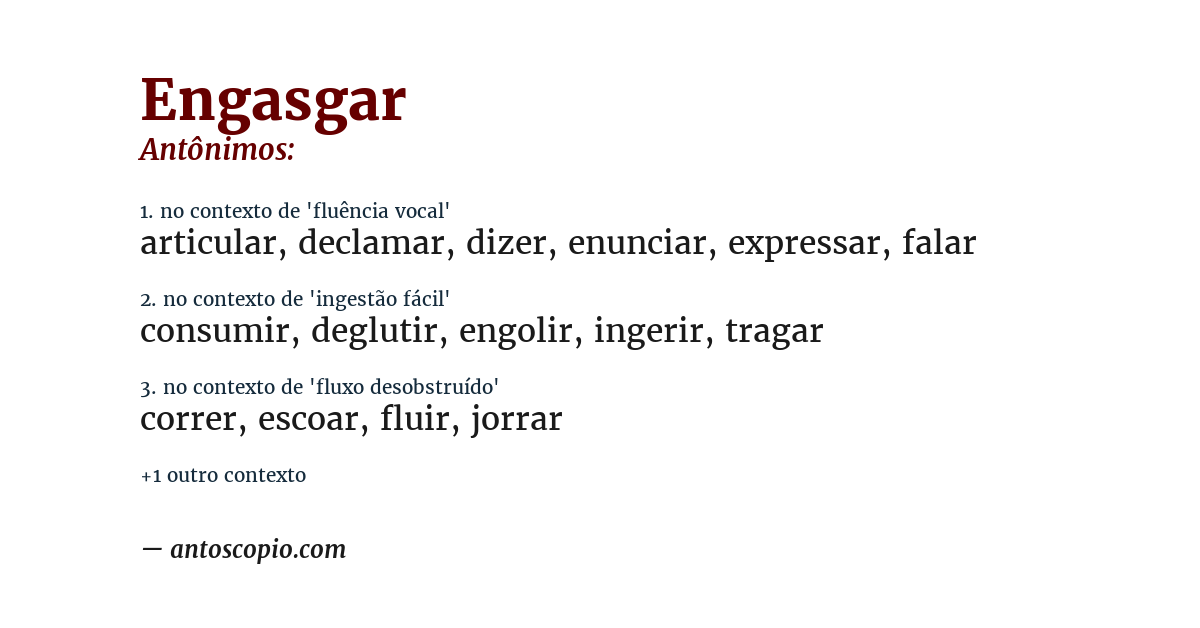 Antônimo de engasgar