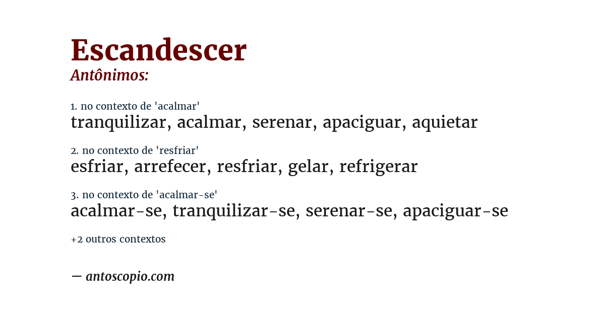 Antônimo de escandescer