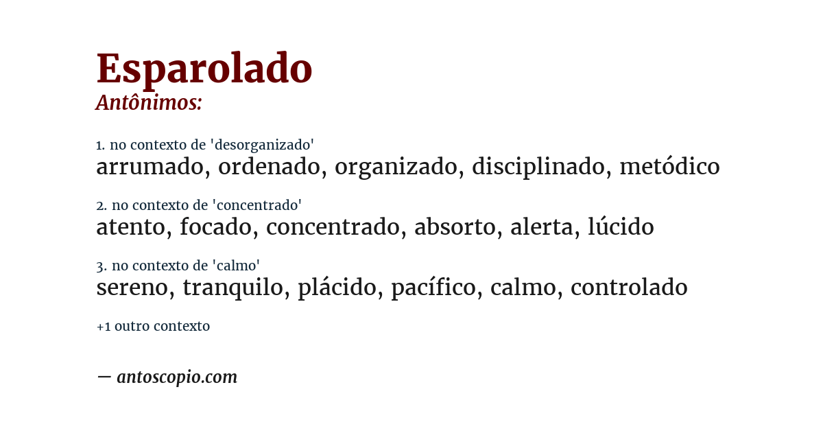 Antônimo de esparolado