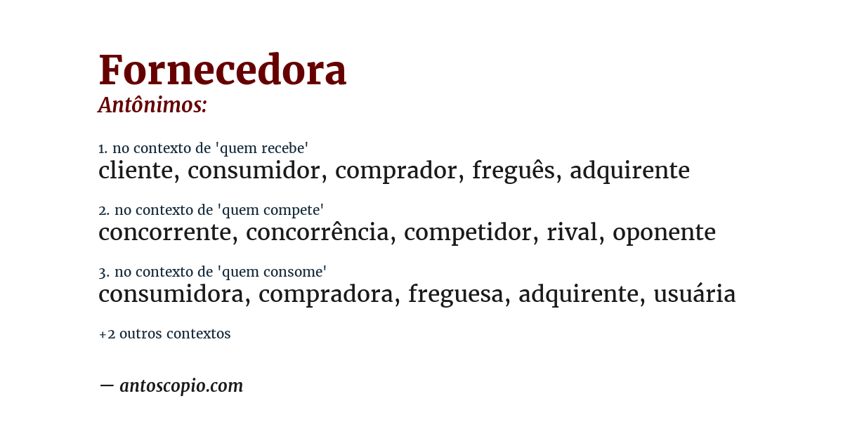 Antônimo de fornecedora