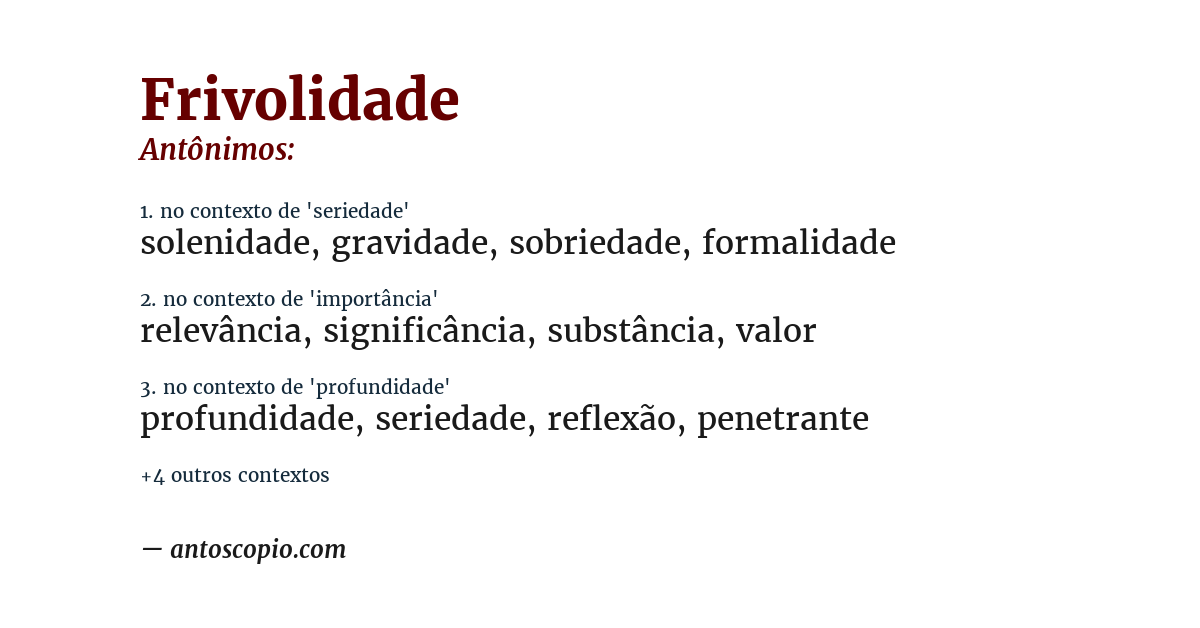Antônimo de frivolidade