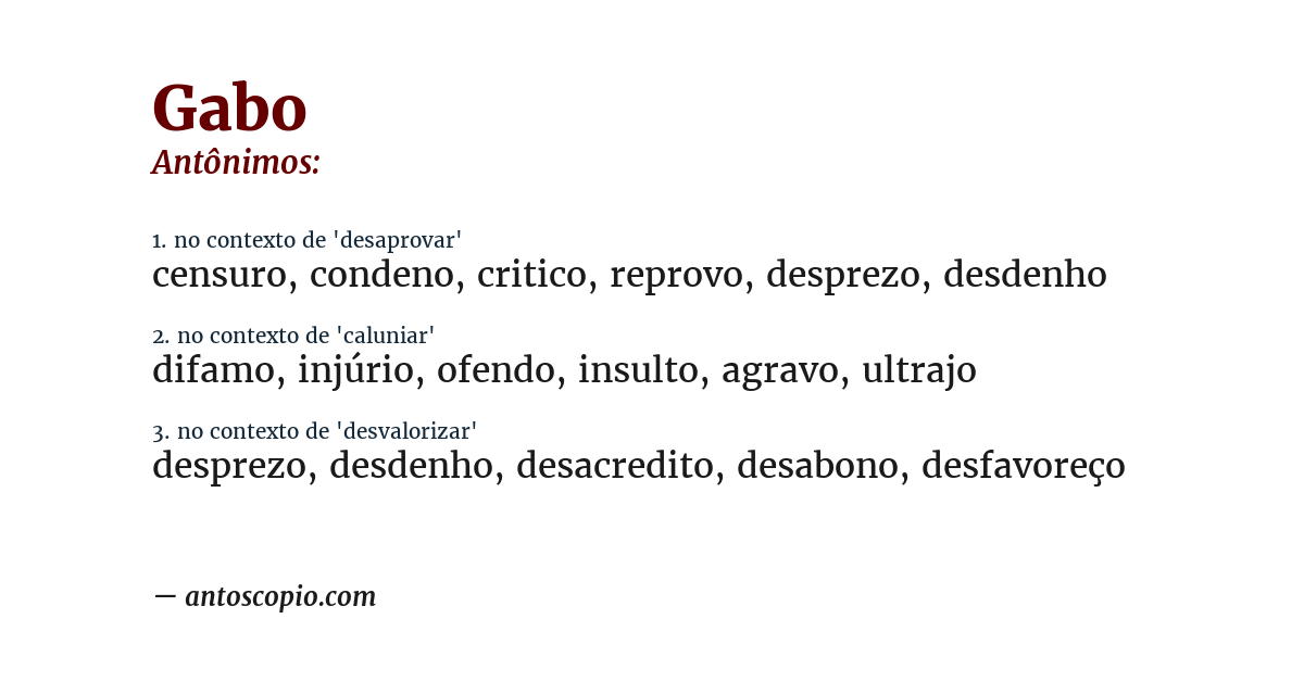 Antônimo de gabo