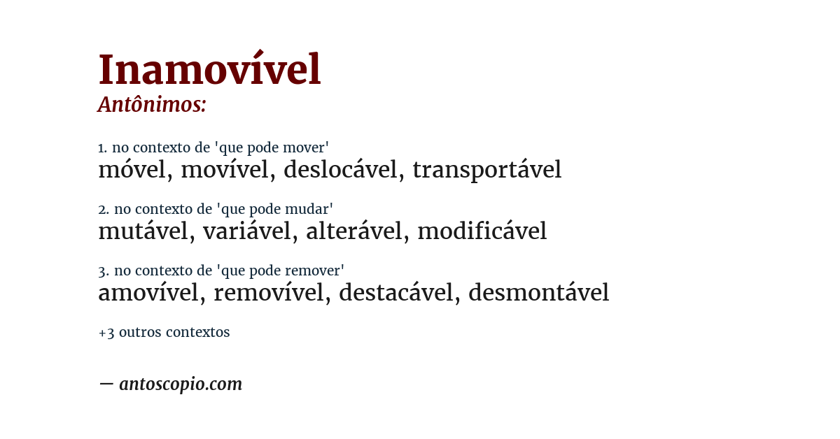 Antônimo de inamovível