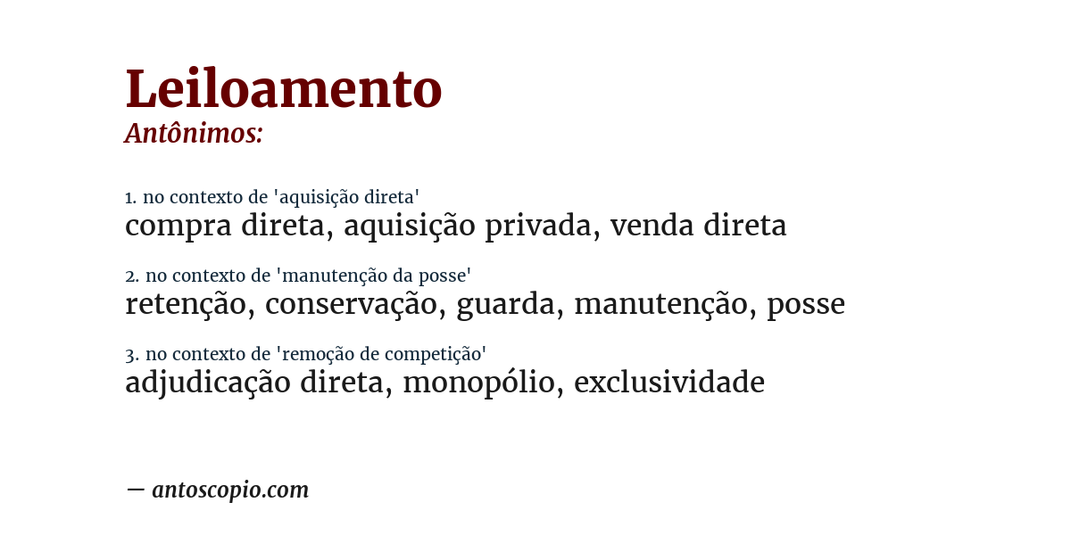 Antônimo de leiloamento