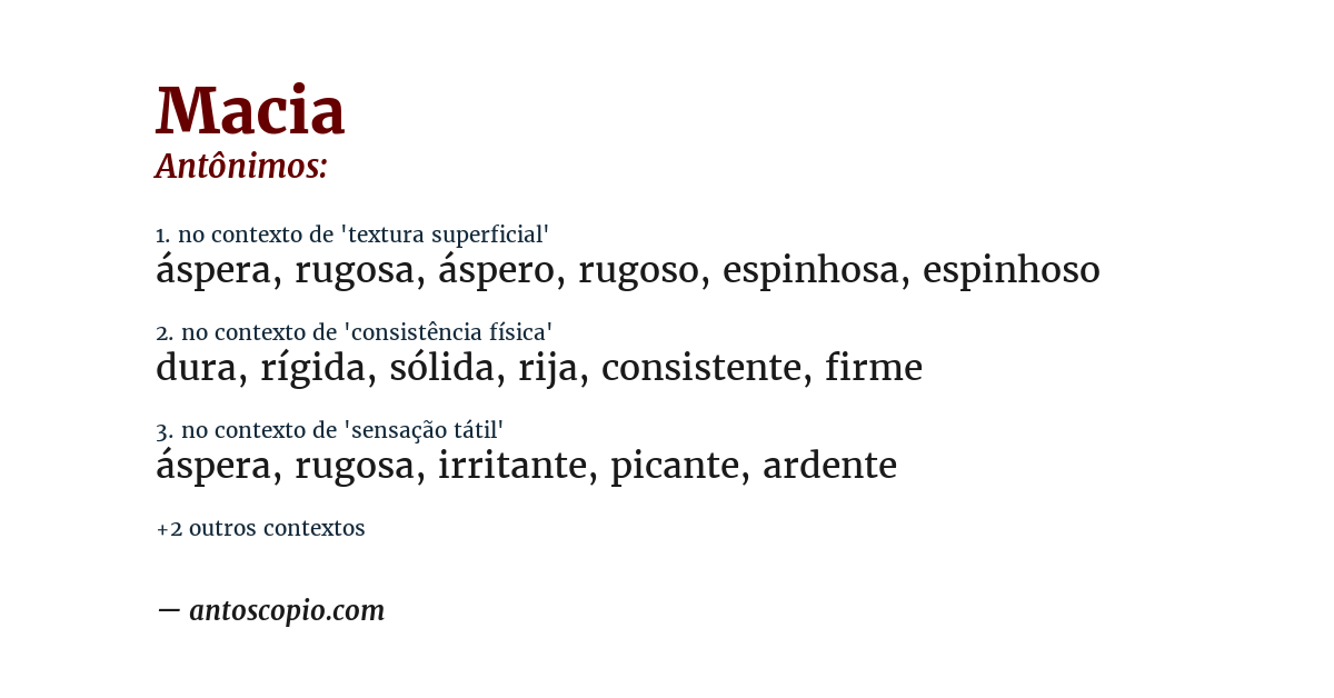 Antônimo de macia