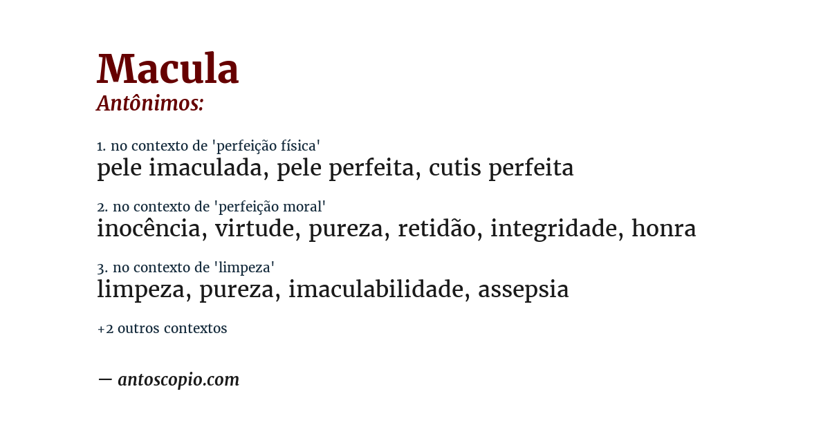 Antônimo de macula