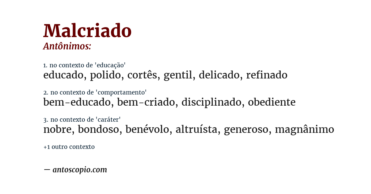 Antônimo de malcriado