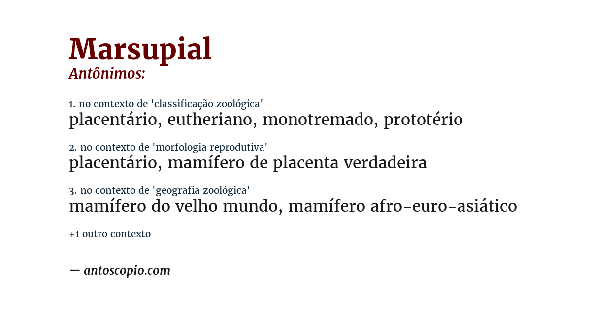 Antônimo de marsupial