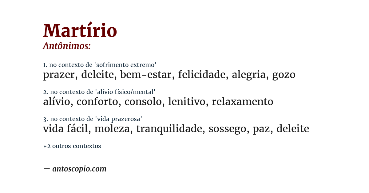 Antônimo de martírio