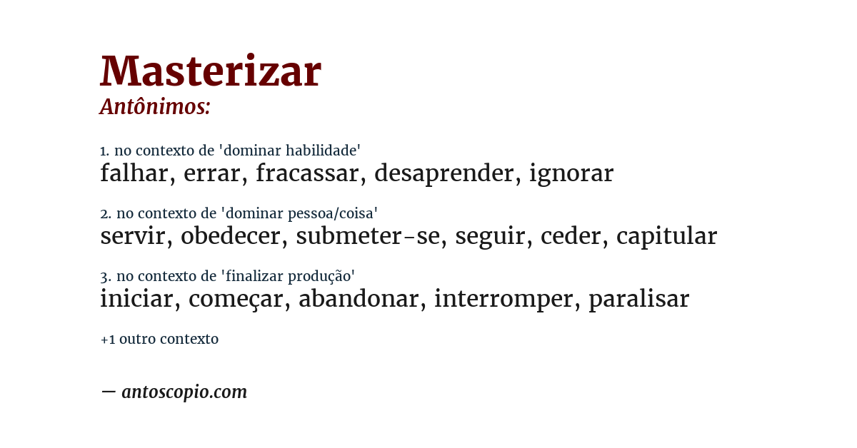 Antônimo de masterizar