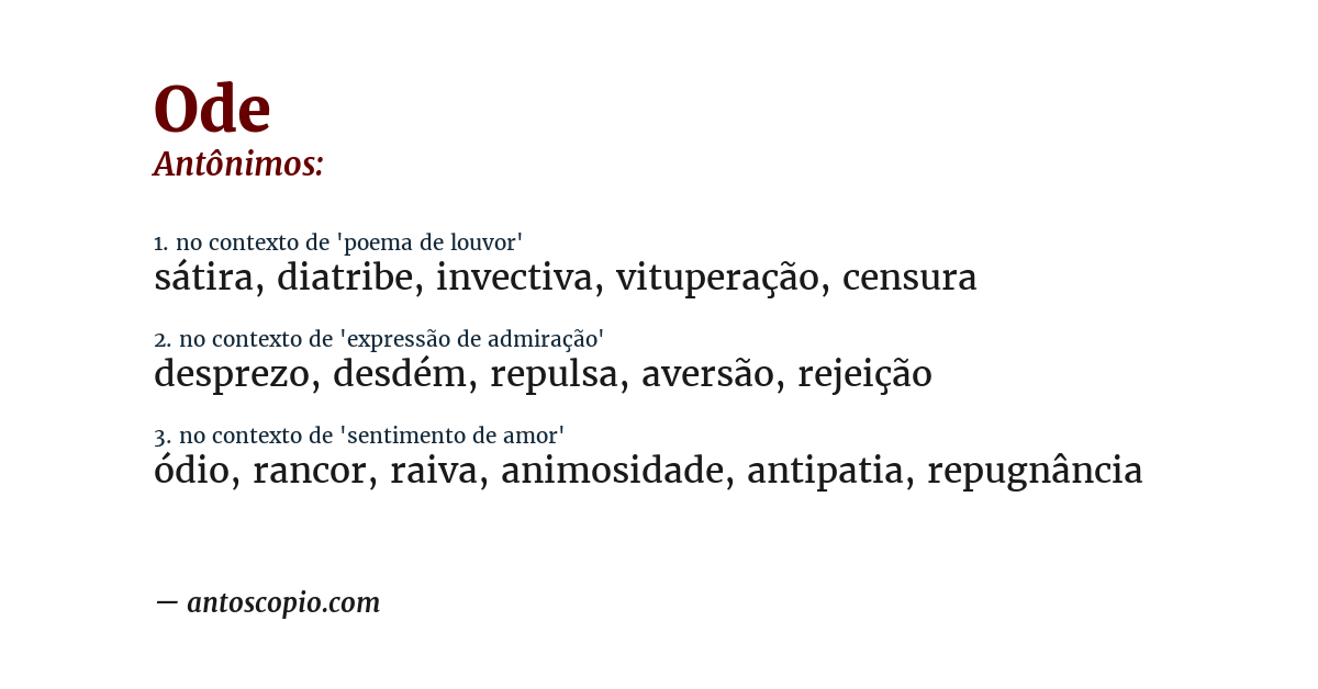 Antônimo de ode