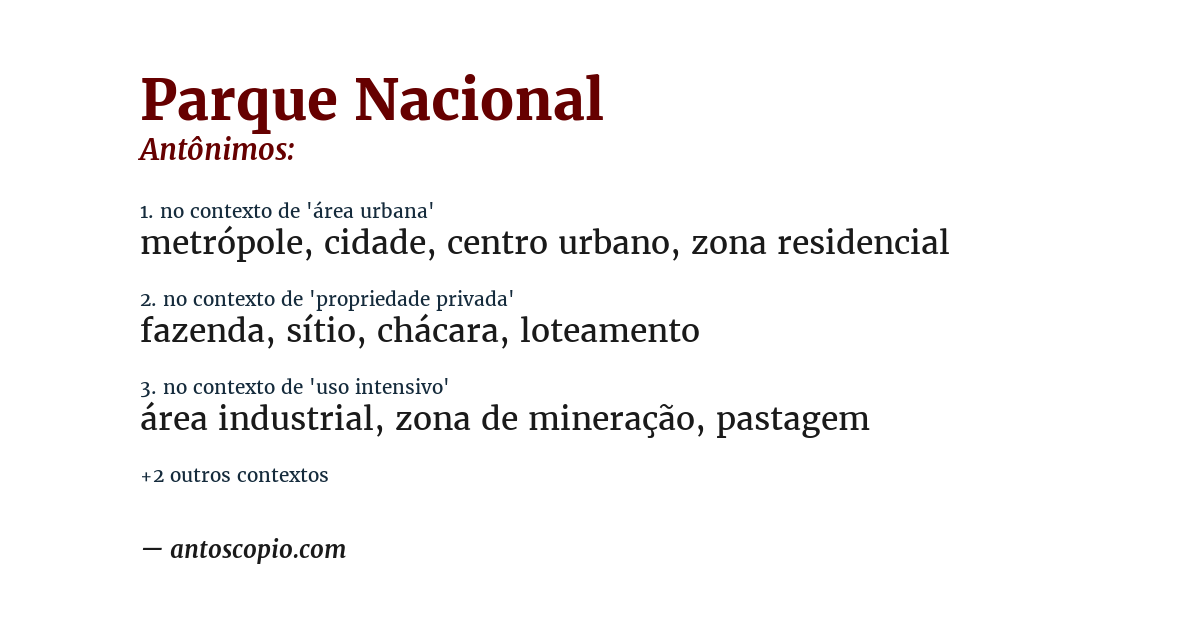 Antônimo de parque nacional