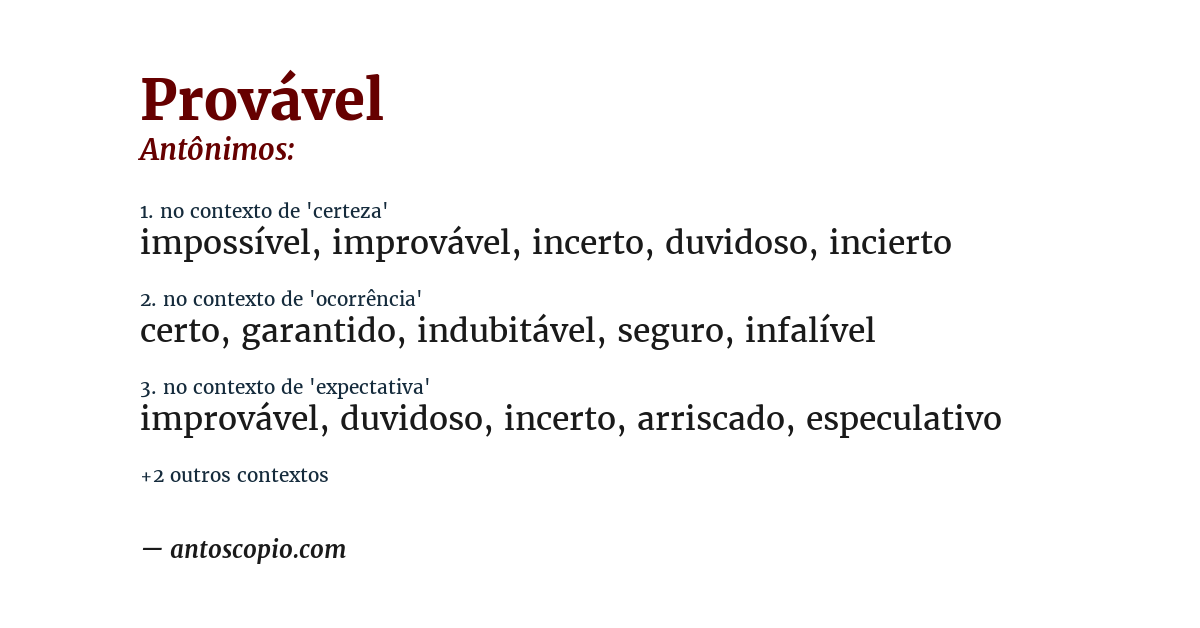 Antônimo de provável