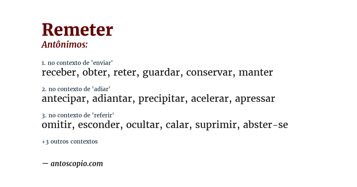 Antônimo de remeter