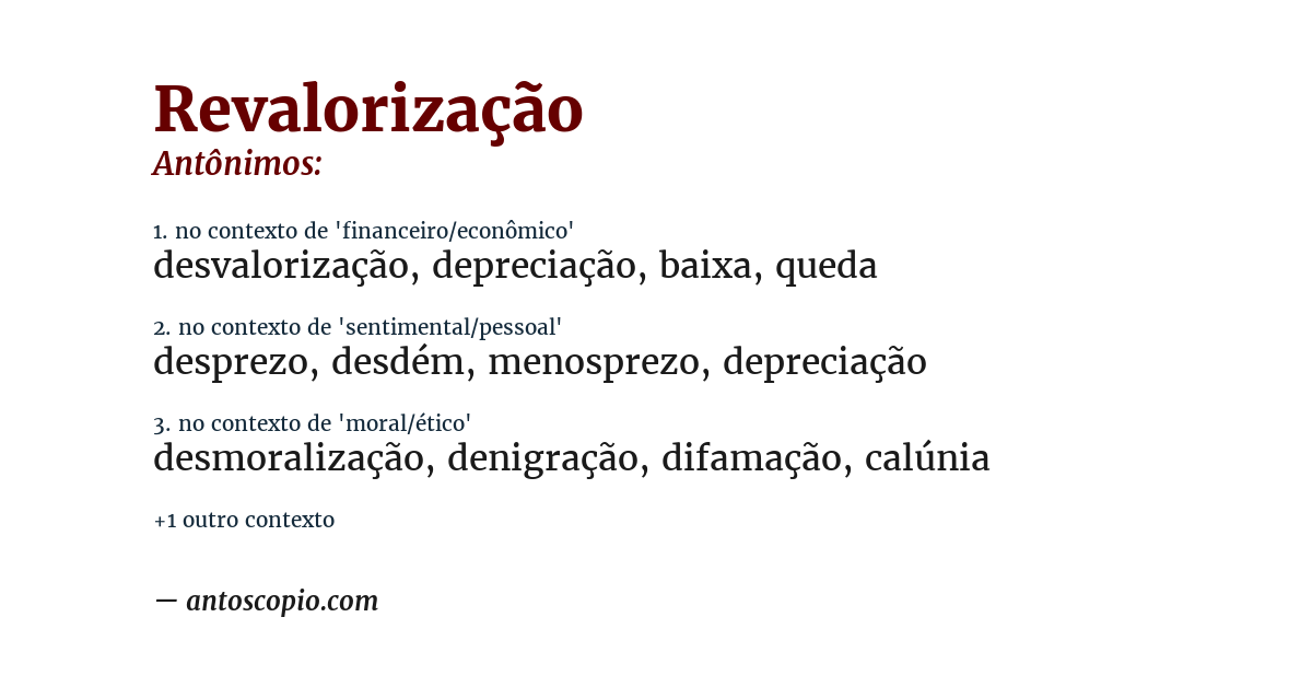 Antônimo de revalorização