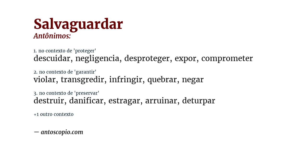Antônimo de salvaguardar