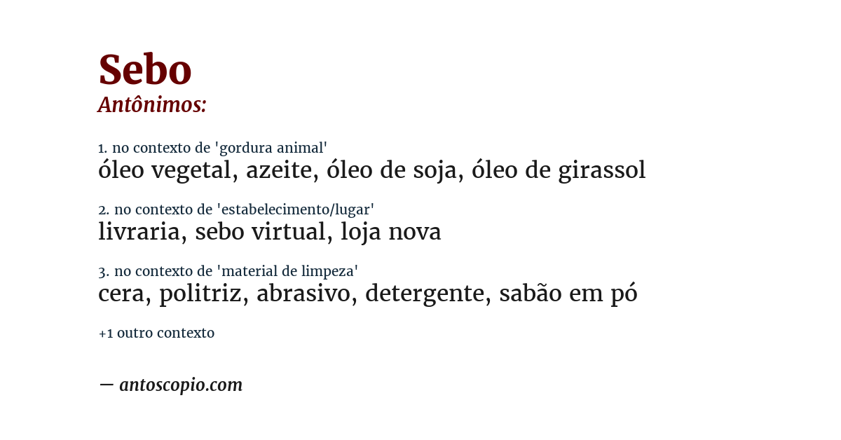 Antônimo de sebo