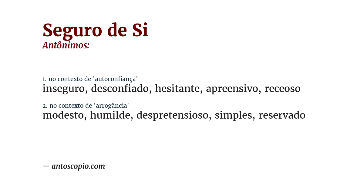 Antônimo de seguro de si
