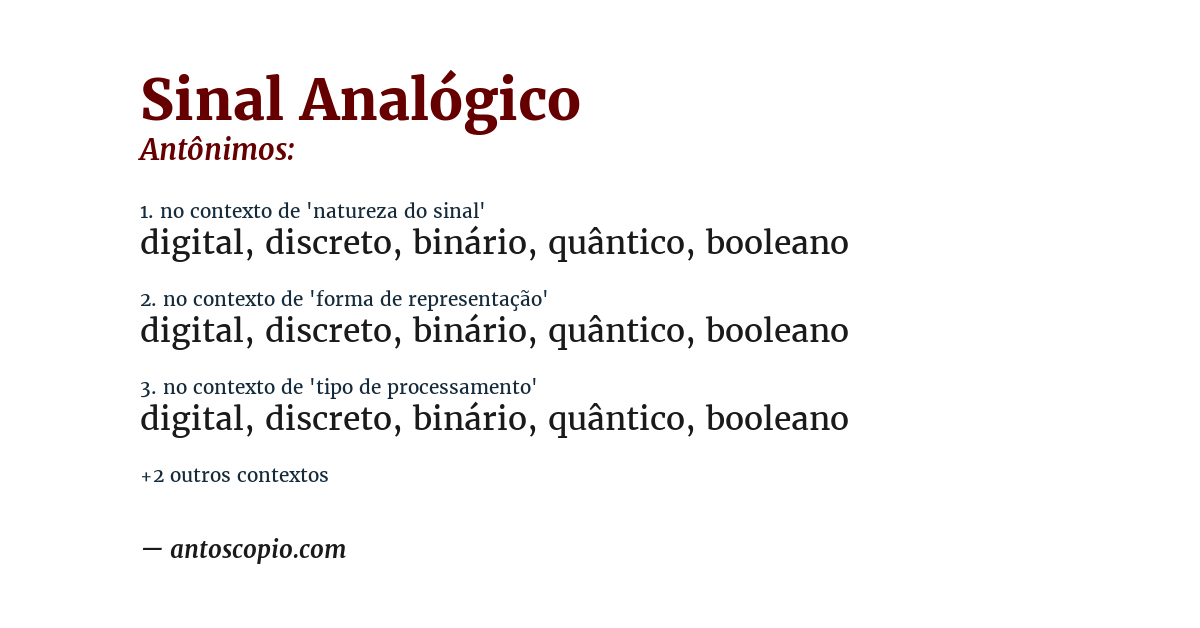 Antônimo de sinal analógico