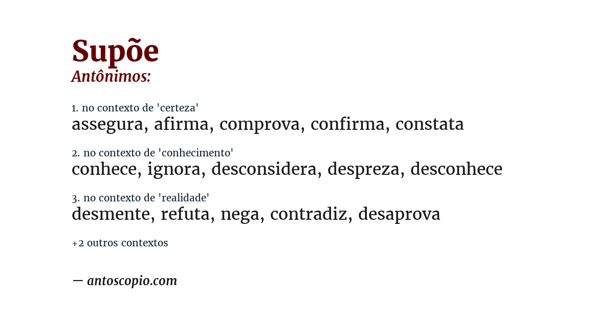 Antônimo de supõe