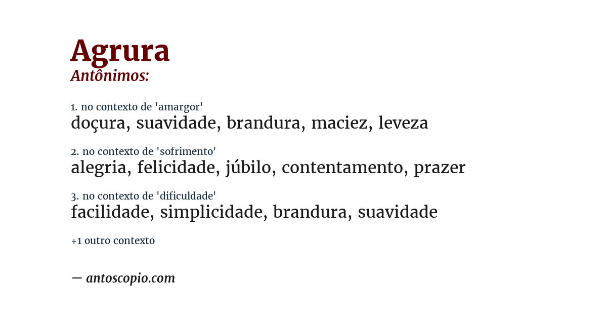 Antônimo de agrura
