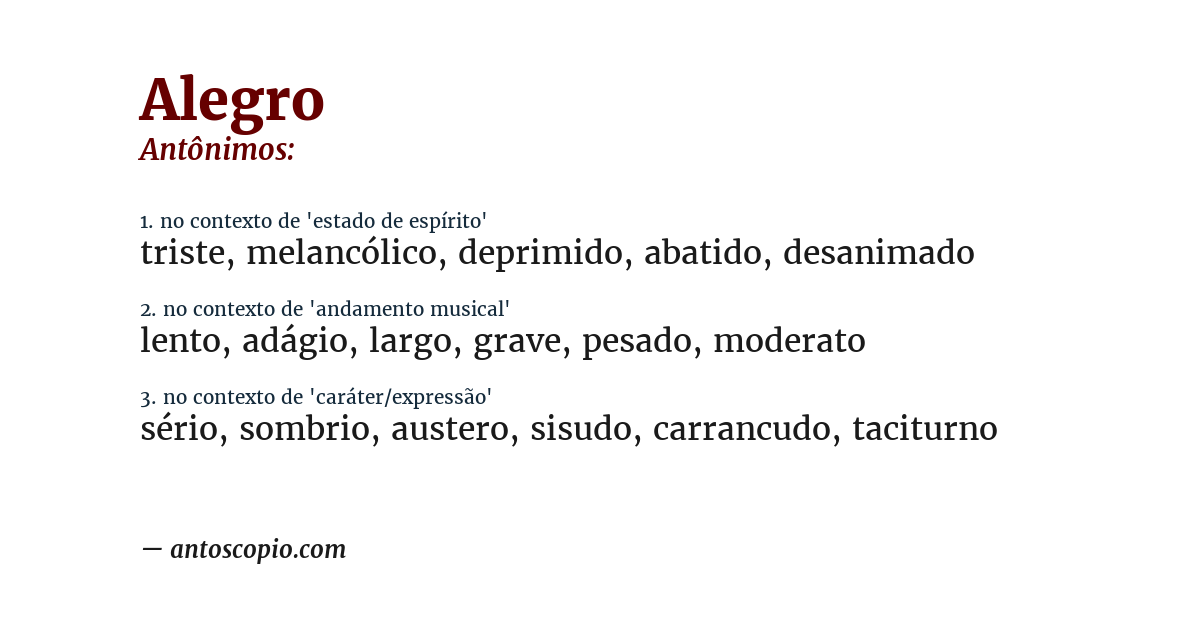 Antônimo de alegro