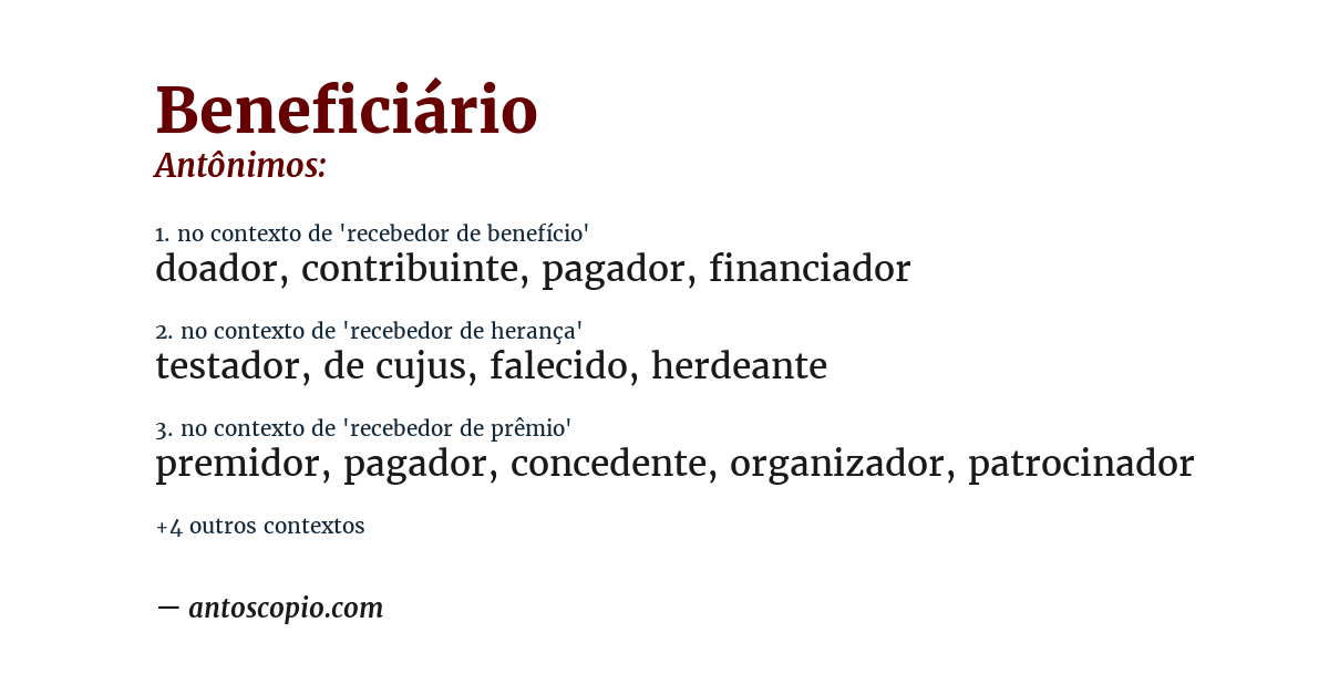Antônimo de beneficiário