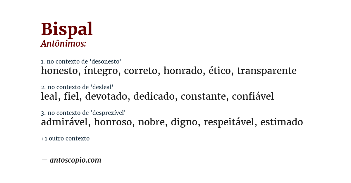 Antônimo de bispal