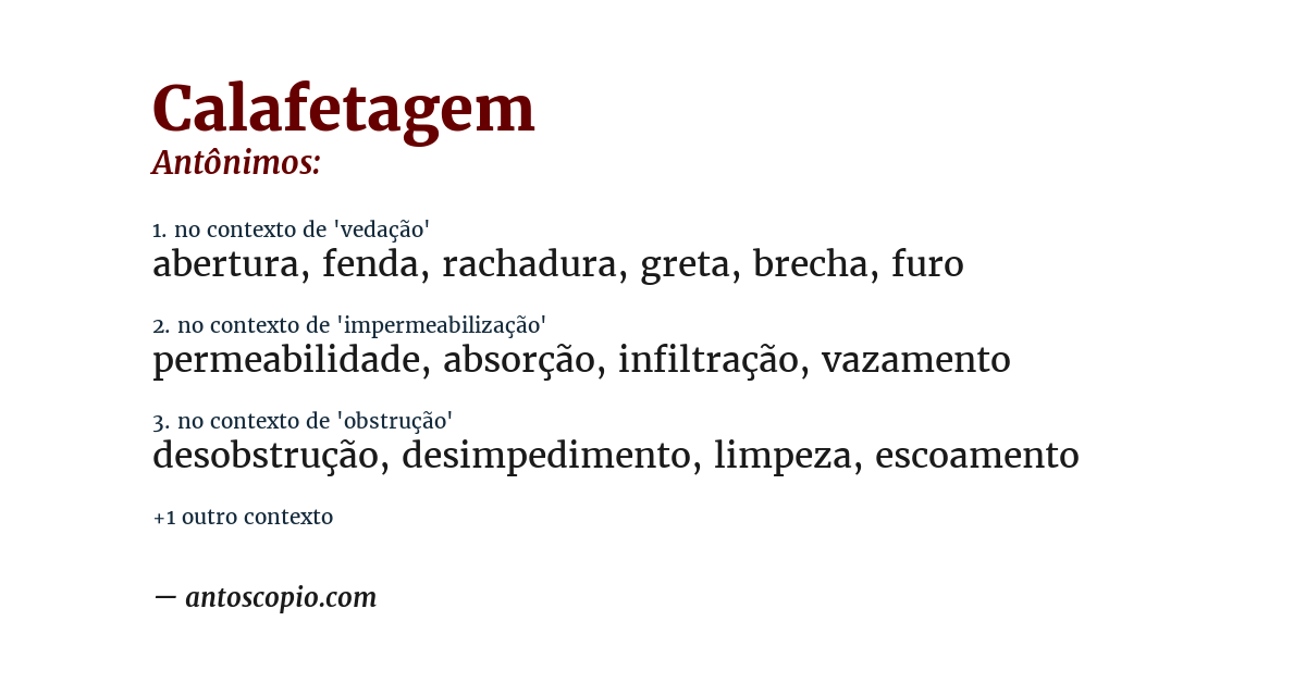 Antônimo de calafetagem