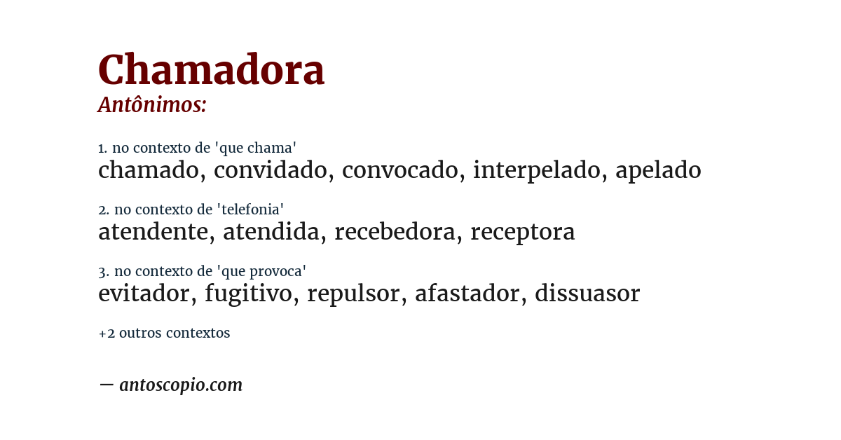 Antônimo de chamadora