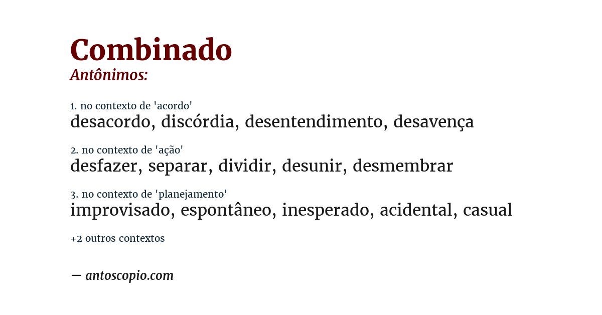 Antônimo de combinado