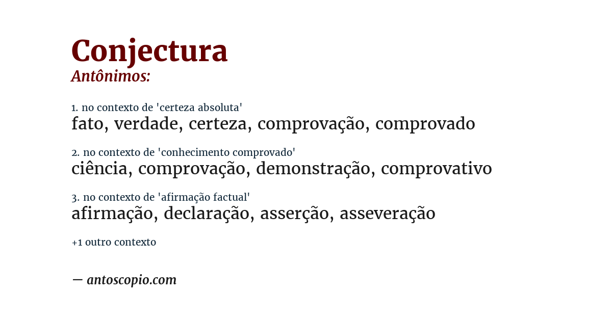 Antônimo de conjectura