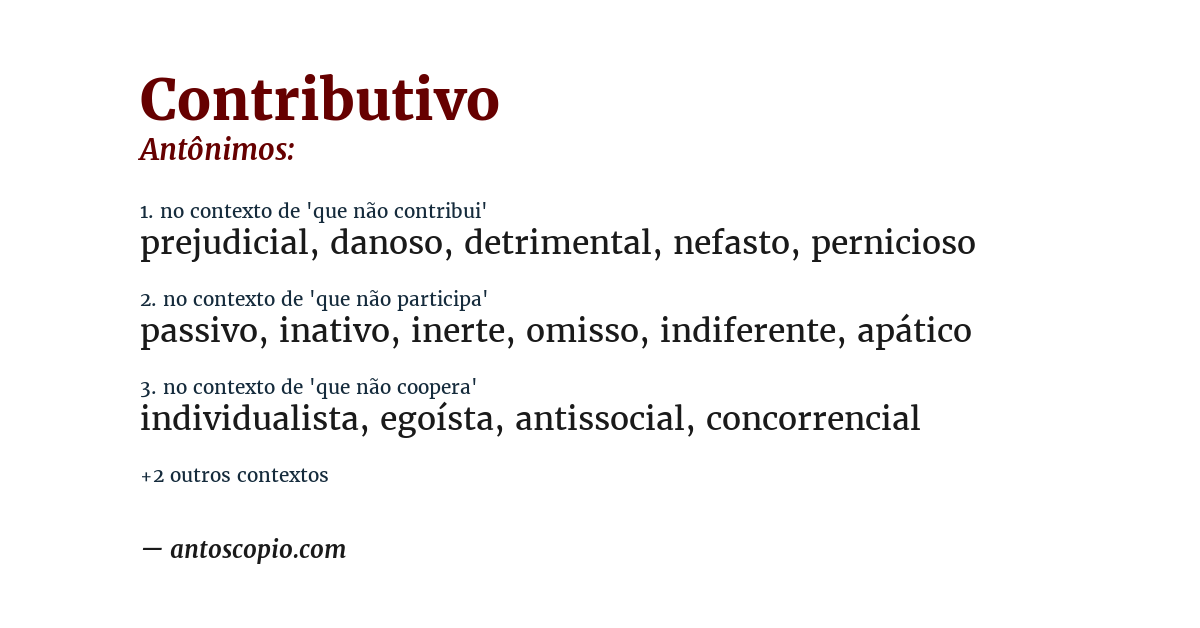 Antônimo de contributivo