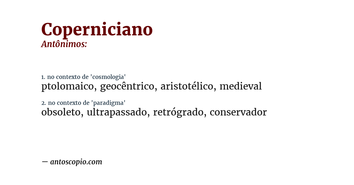 Antônimo de coperniciano