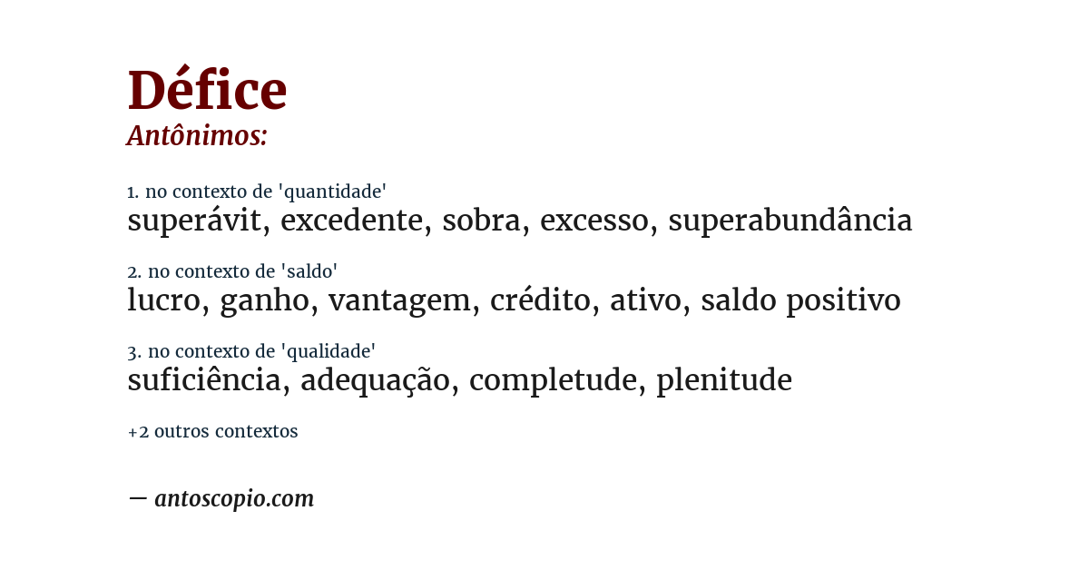Antônimo de défice