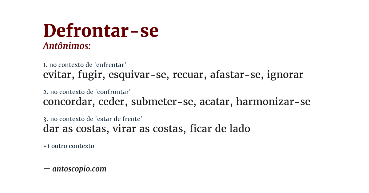 Antônimo de defrontar-se