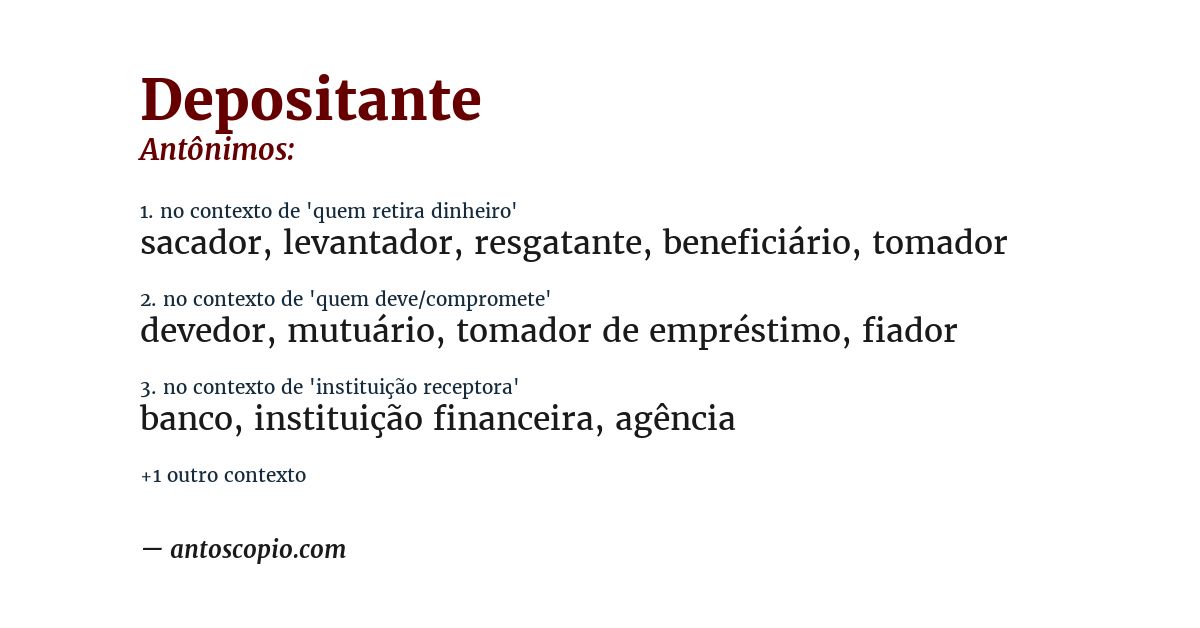 Antônimo de depositante