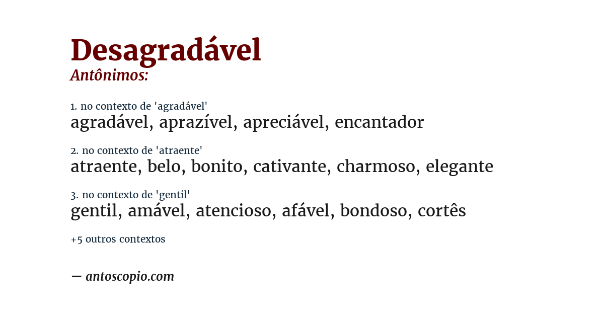 Antônimo de desagradável