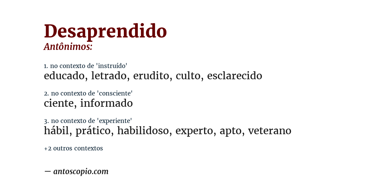 Antônimo de desaprendido