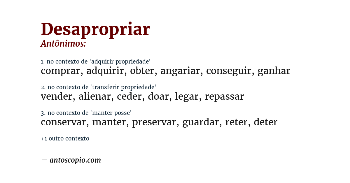 Antônimo de desapropriar