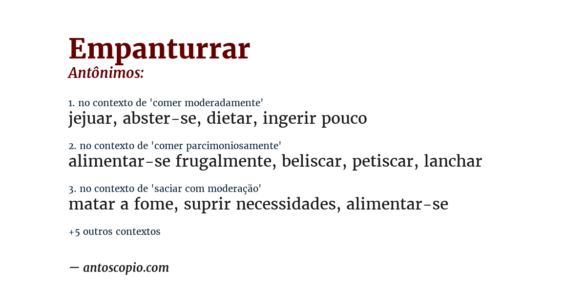 Antônimo de empanturrar