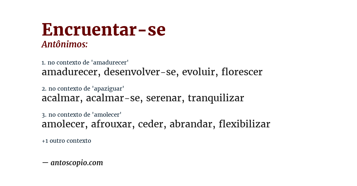 Antônimo de encruentar-se