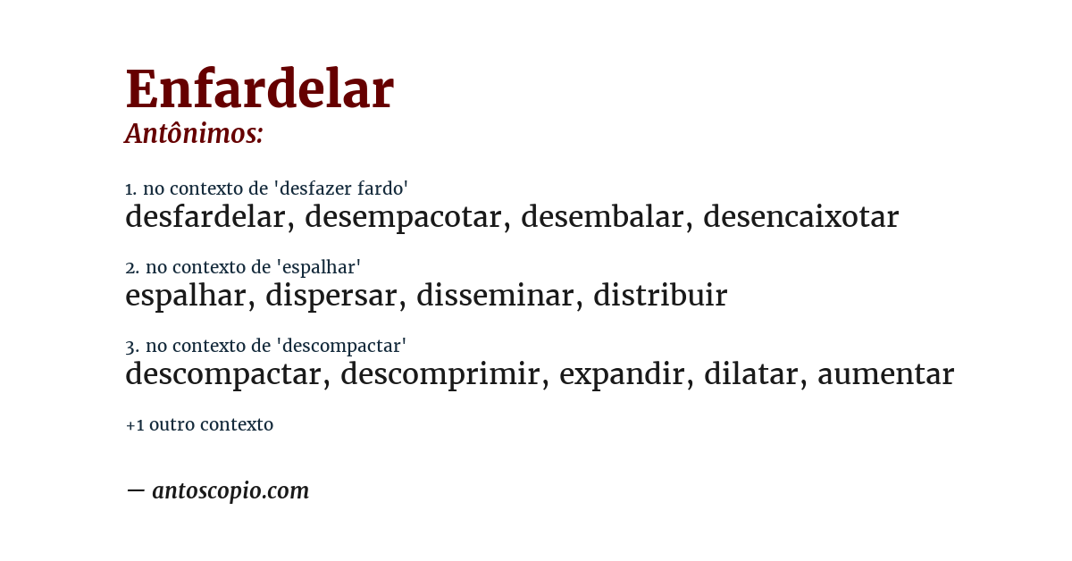 Antônimo de enfardelar