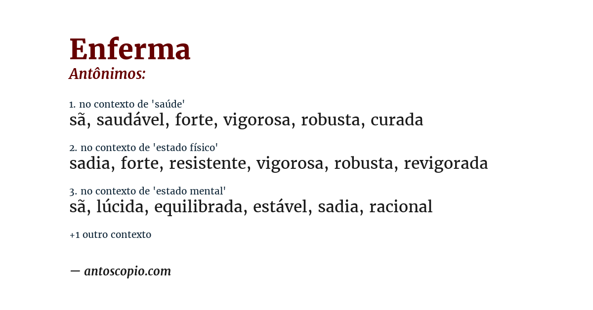Antônimo de enferma